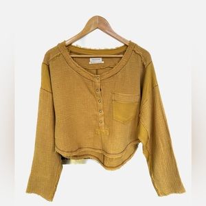 Yellow Urban Outfitters Distressed Shirt